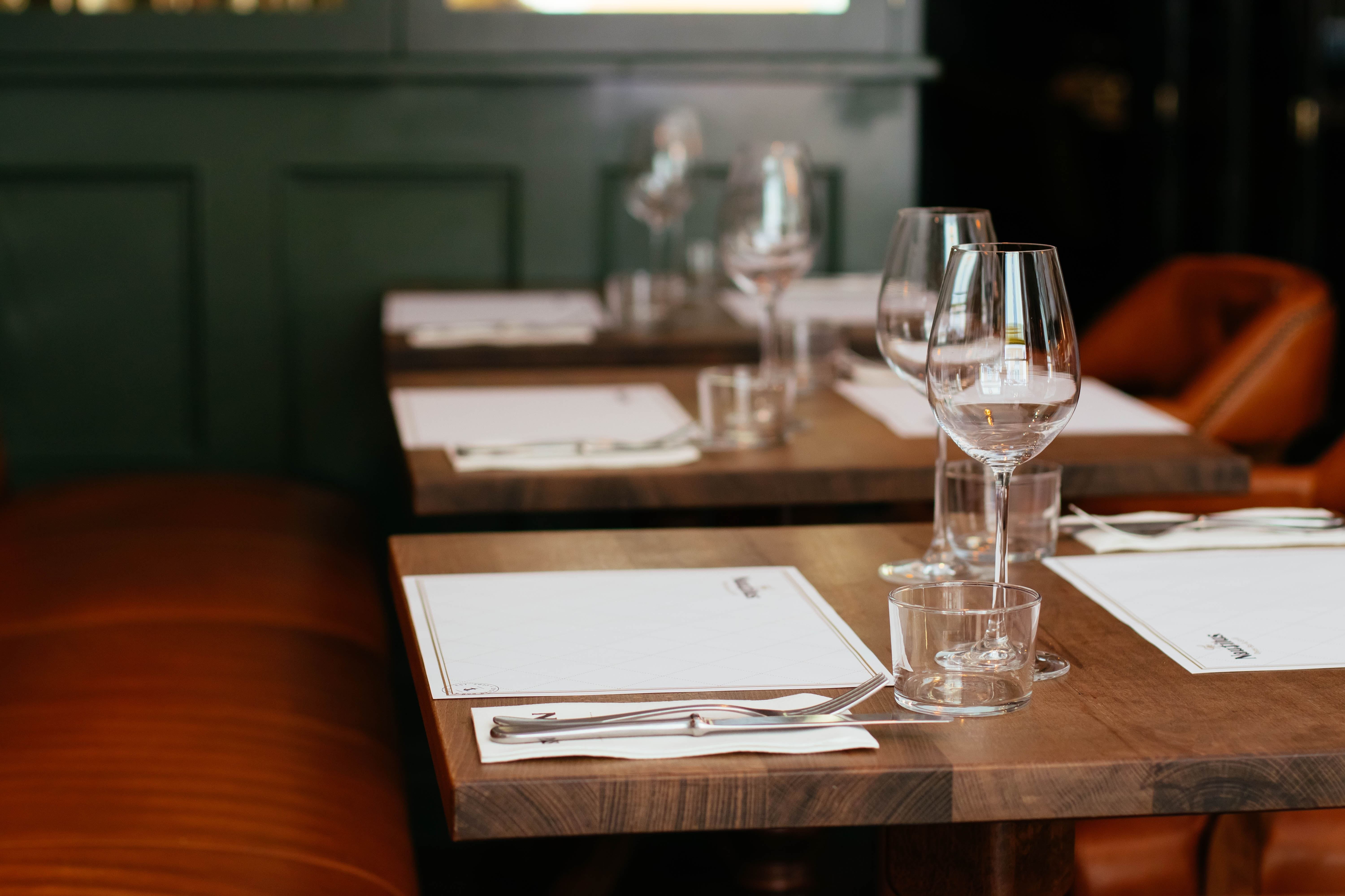 A clean restaurant table